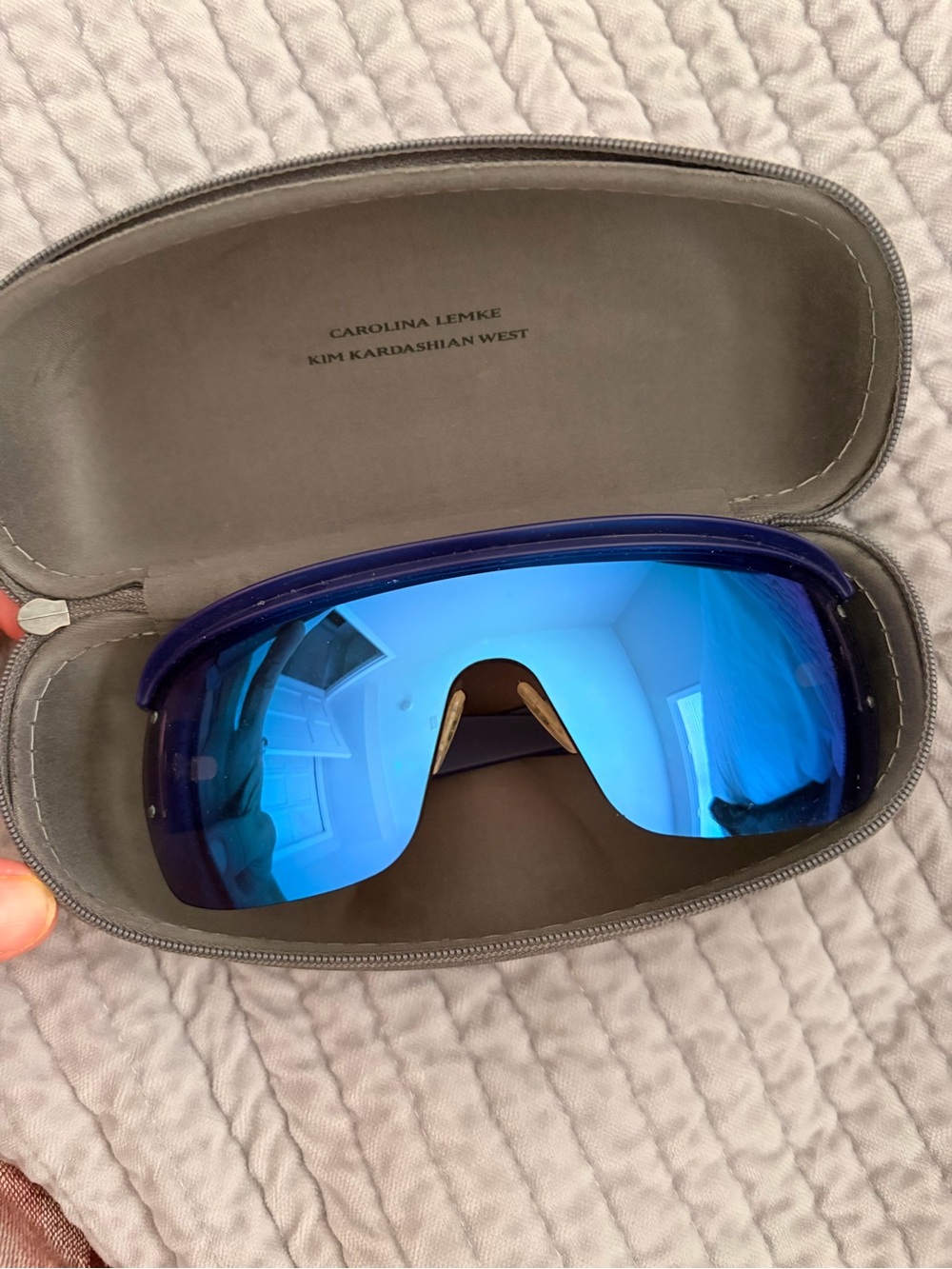 Carolina Lemke x Kim Kardashian West Blue Mirrored Ski Goggles
